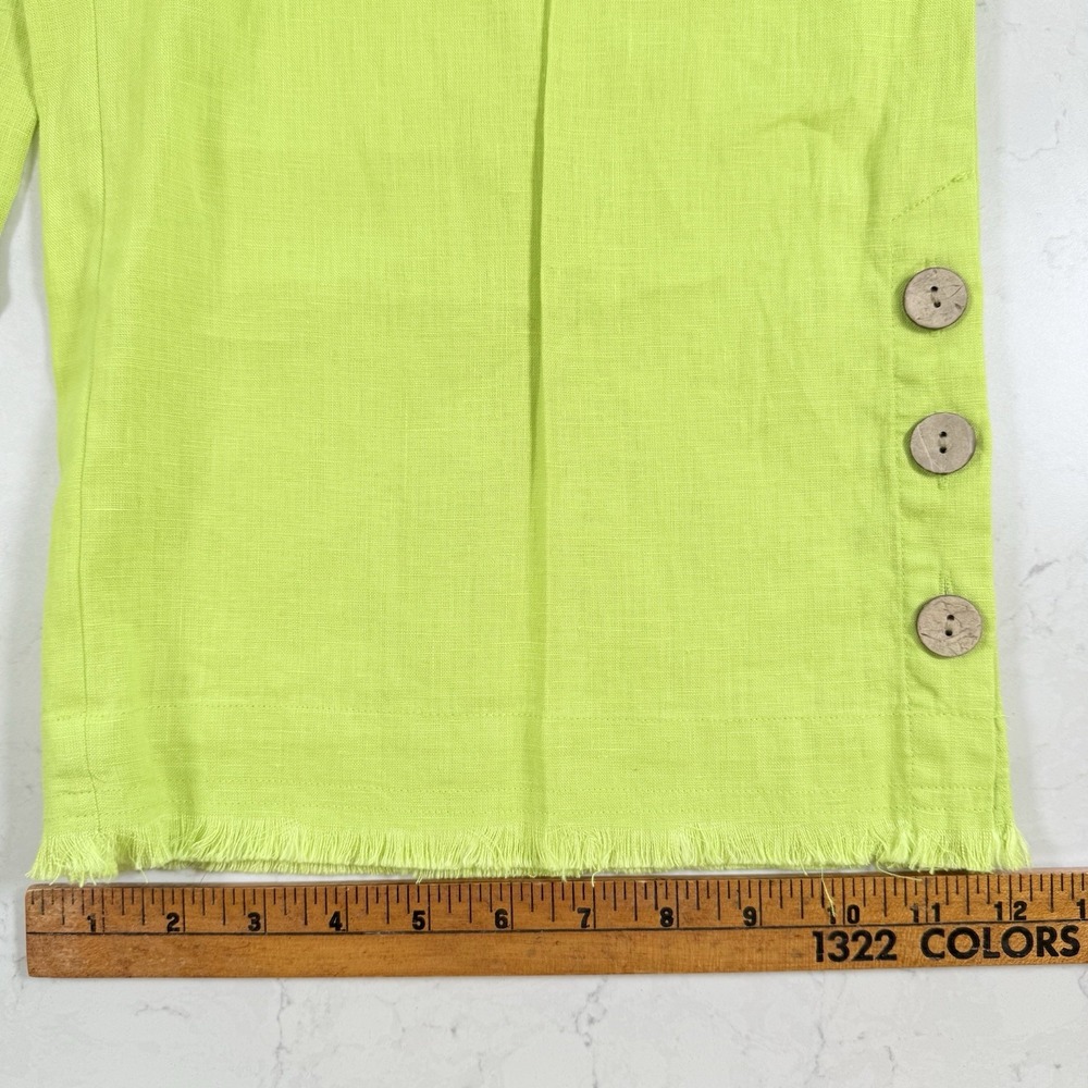 Ali Miles Lime Womens Cropped Linen Blend Pockets Wide Leg Artsy Fringe Pants 2X - Picture 6 of 16